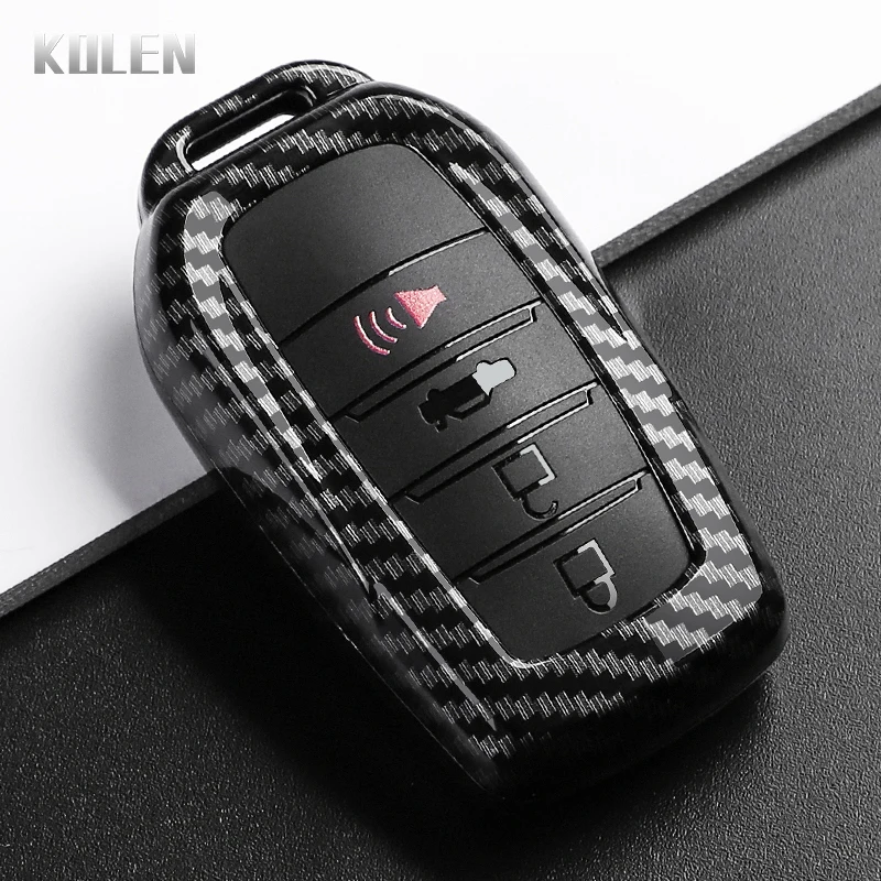 ABS Carbon Fiber Style Car Key Case Cover For Toyota Rav4 Camry 50 LC200 Kruzak Land Cruiser Corolla Yaris Cross Accessories Fob
