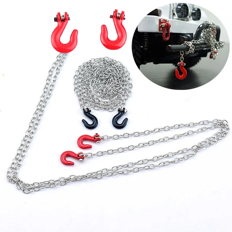 RC Crawler Car Metal Simulation Rescue Tow Hook Traction Rope Chain for 1/10 Traxxas Trx4 Defender Bronco Axial Scx10 90046