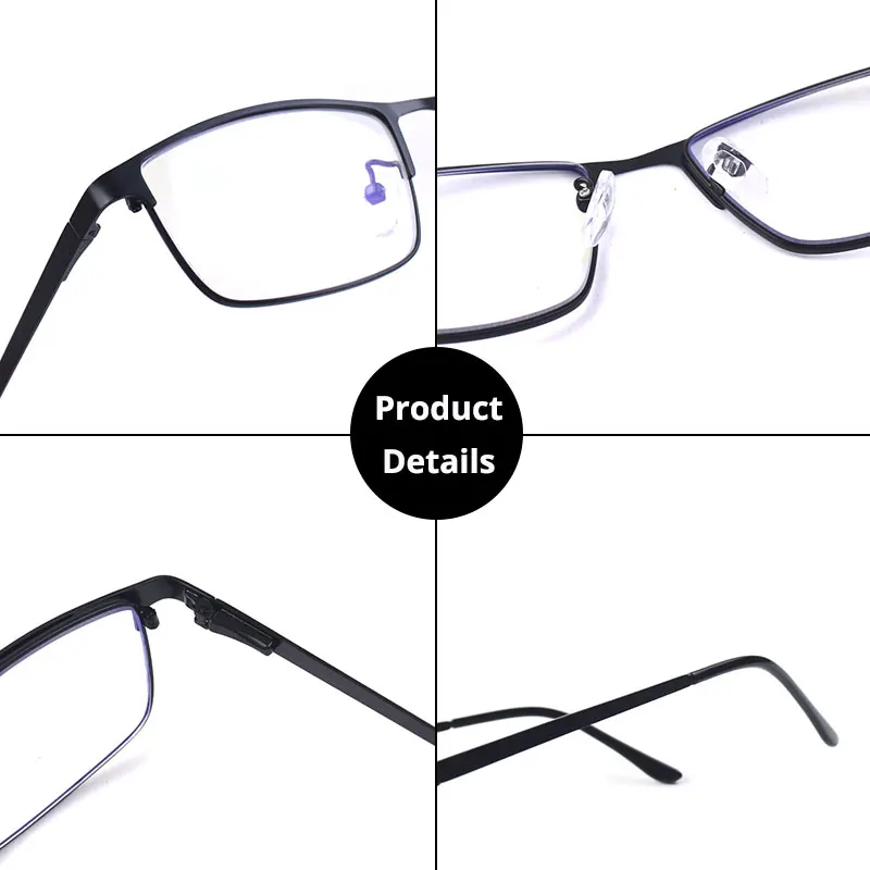 Men's Anti Blue Ray Computer Glasses Women Stainless Steel Spring Hinge Metal Spectacle Frame Anti Glare UV400