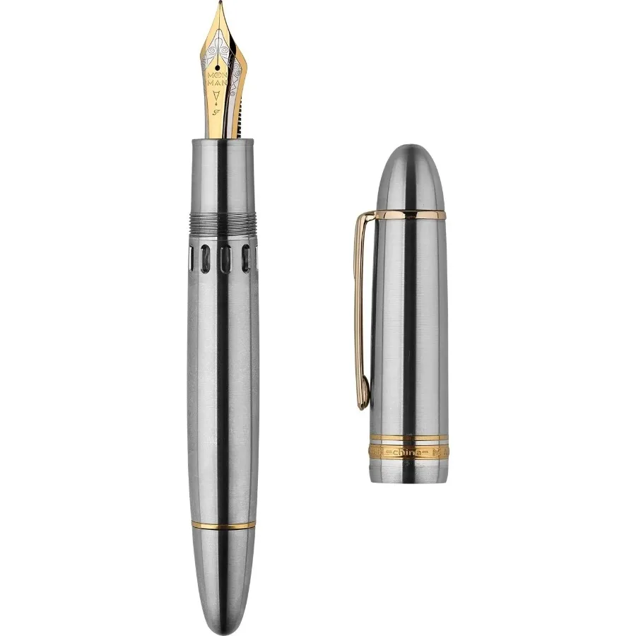 For MAJOHN P141 Titanium Hammered Pattern Piston Fountain Pen - No.8 40# F Nib Luxury Large Writing Calligraphy Pen