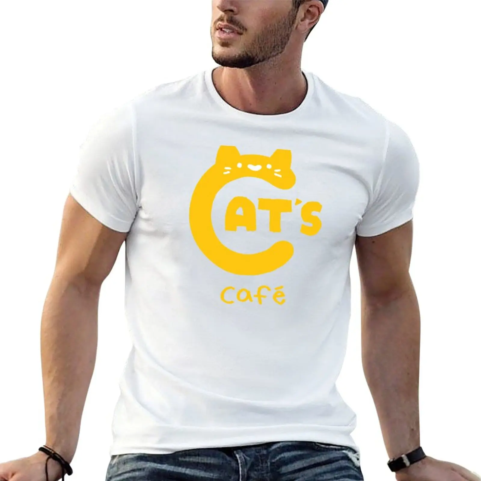 

Cat's Cafe logo T-Shirt funny t shirts man t shirts for man cotton funny T-Shirt