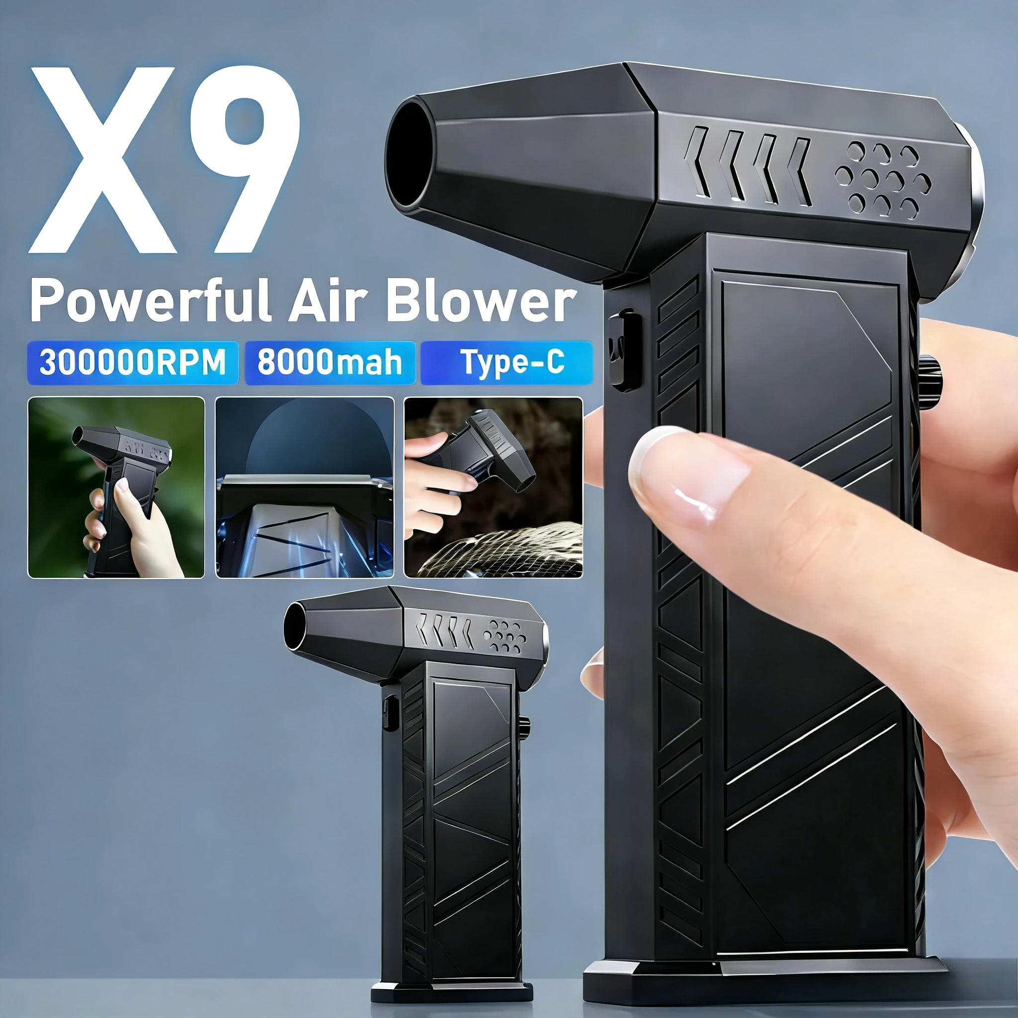 

300000RPM X9 Violent Air Blower | Powerful Brushless Vacuum Dust Cleaner Type-C Charging