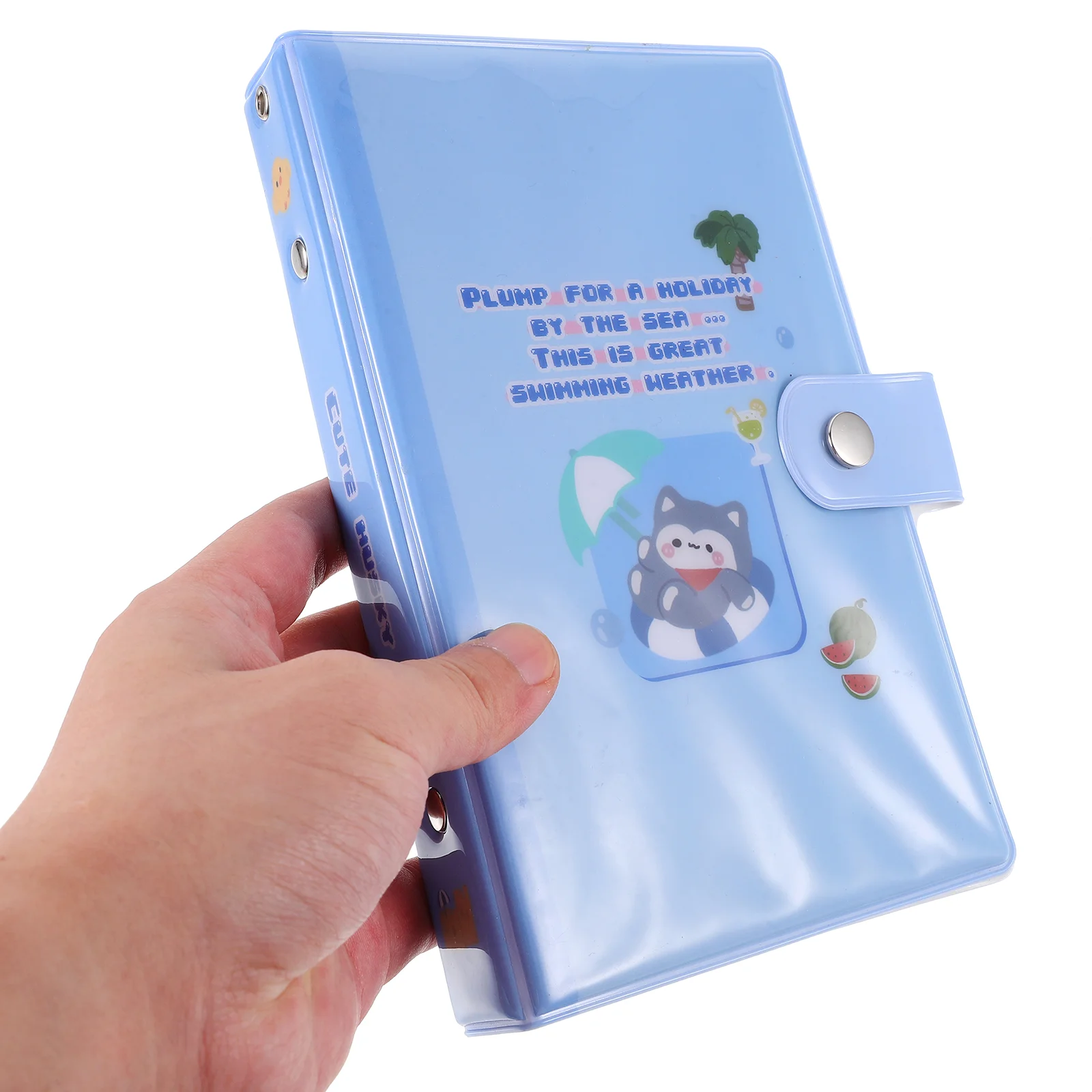 Binders Cartoon Loose-leaf PVC Storage Album 3-inch Photo A5a6 Cute (a5 #Dream Blue) Clips Notebook Cover Ring Three