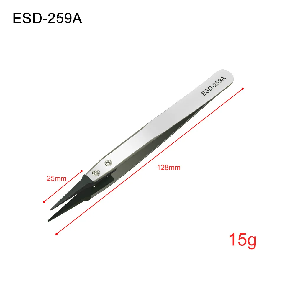 ESD antistatische precisiepincetten - antistatische punten, heavy-duty metaal, geschikt voor elektronica, elektronica- en sieradenreparatie
