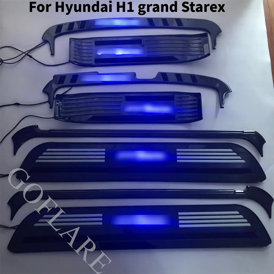 For Hyundai H1 grand Starex Led Door Sill Scuff Plate Sill Welcome Pedal Entry Guard Cover threshold stainless Car Accessories