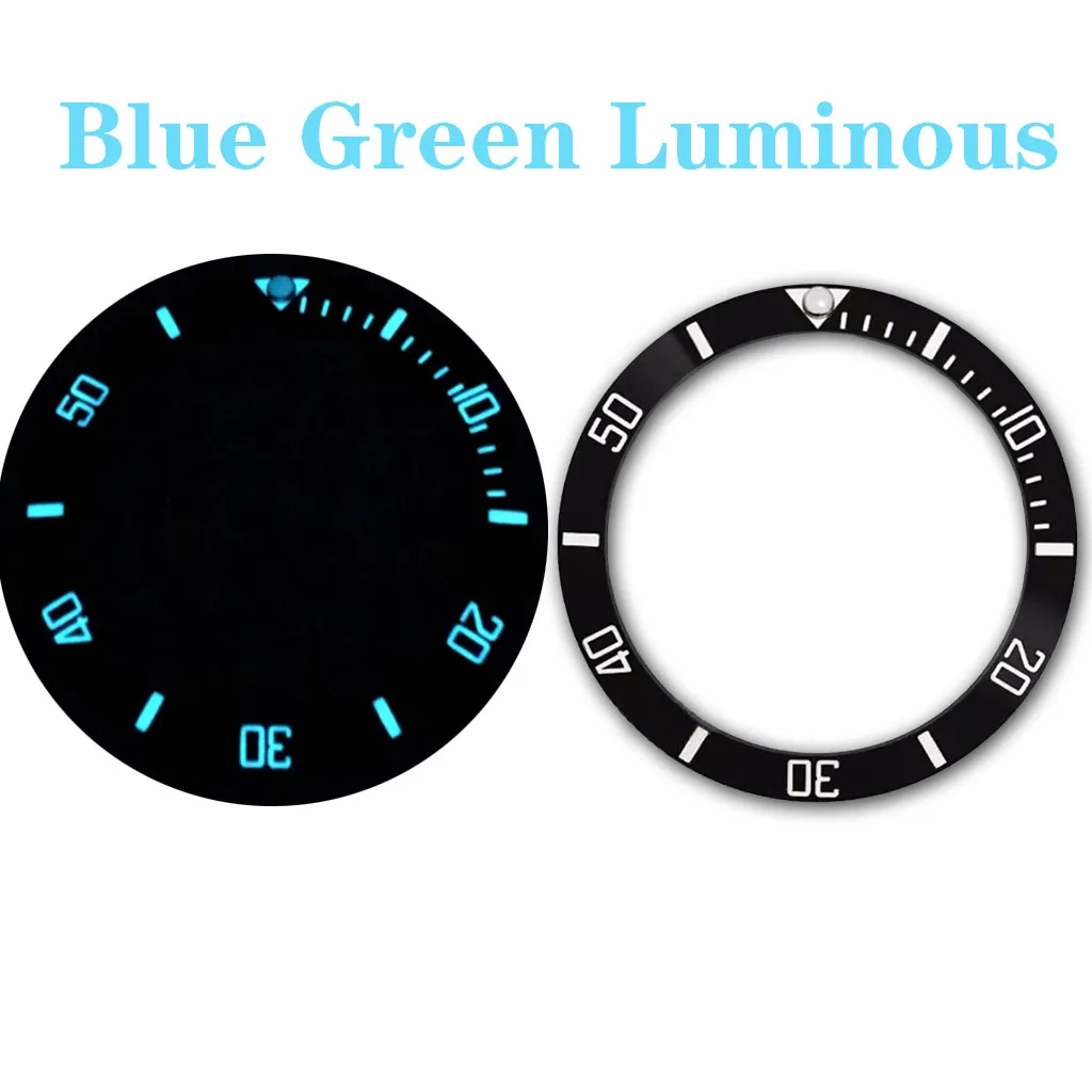 38MM C3 Super Luminous Black Blue Green Ceramics Bezel Sloping Diving Watch Insert Fit Sub Watch Case Insert Ring