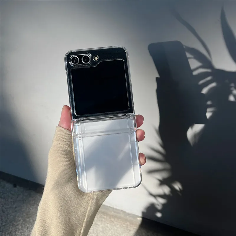 Luxury Transparent Insert Cards Phone Cases For Samsung Galaxy Z Flip 3 4 5 Z Flip5 ZFlip5 Shockproof Back Cover