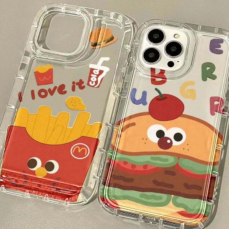 Hamburg Fries Clear Phone Case for Samsung Galaxy A04 A04S A04E A14 A24 A03 A03S A13 A23 A73 A12 A22 A42 A51 A71 Silicone Cover