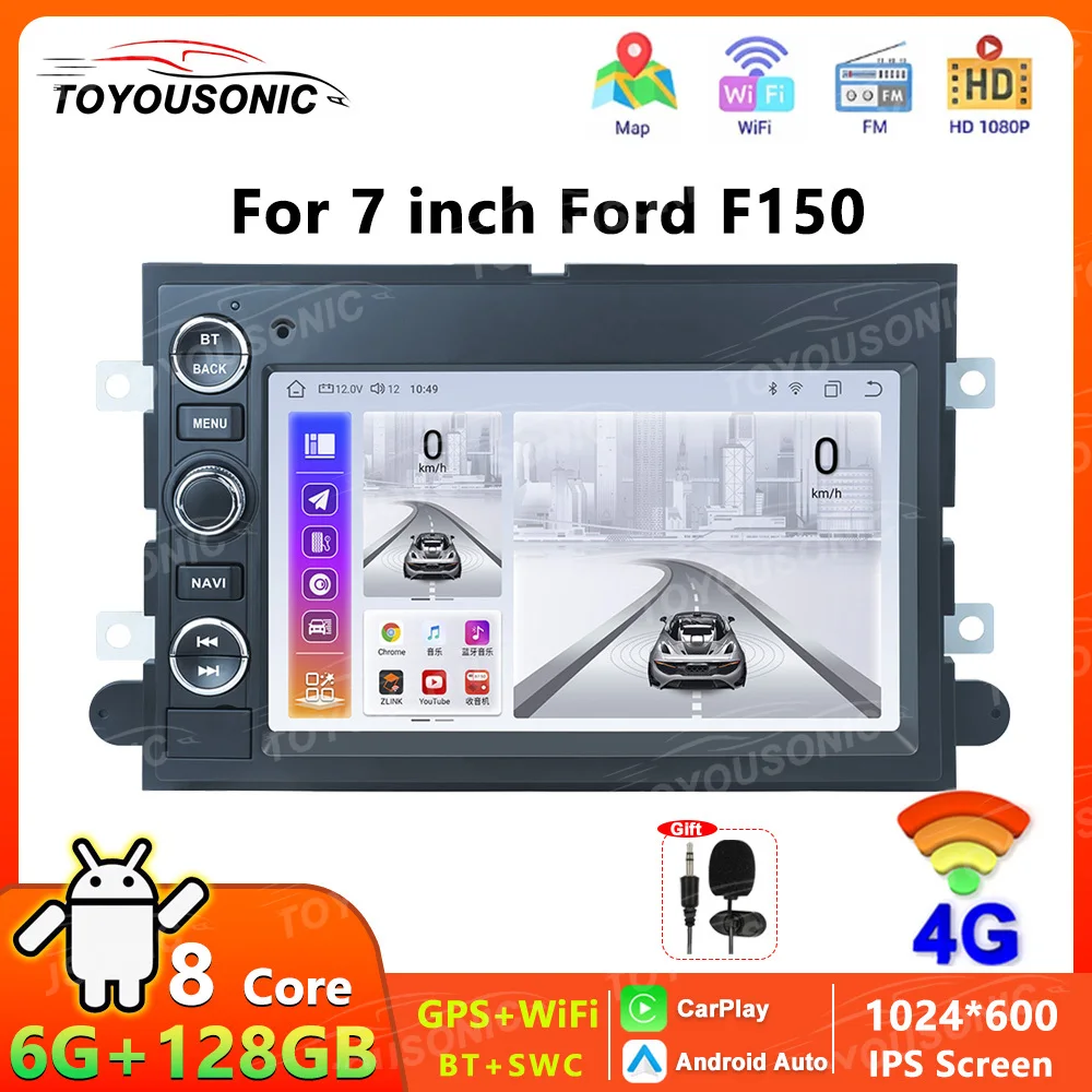 TOYOUSONUC Carplay Auto 4G Stereo GPS  For Ford 500 F150 Explorer Edge Escape Sport Lincoln Expedition Mustang 2 Din Head Unit