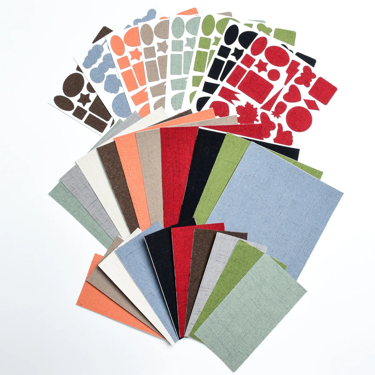 Linen Fabric Colored Sheet Stick-on Piece Patches for Home Textiles DIY Mending Divers Patterns Set No Ironing Cloth Stickers