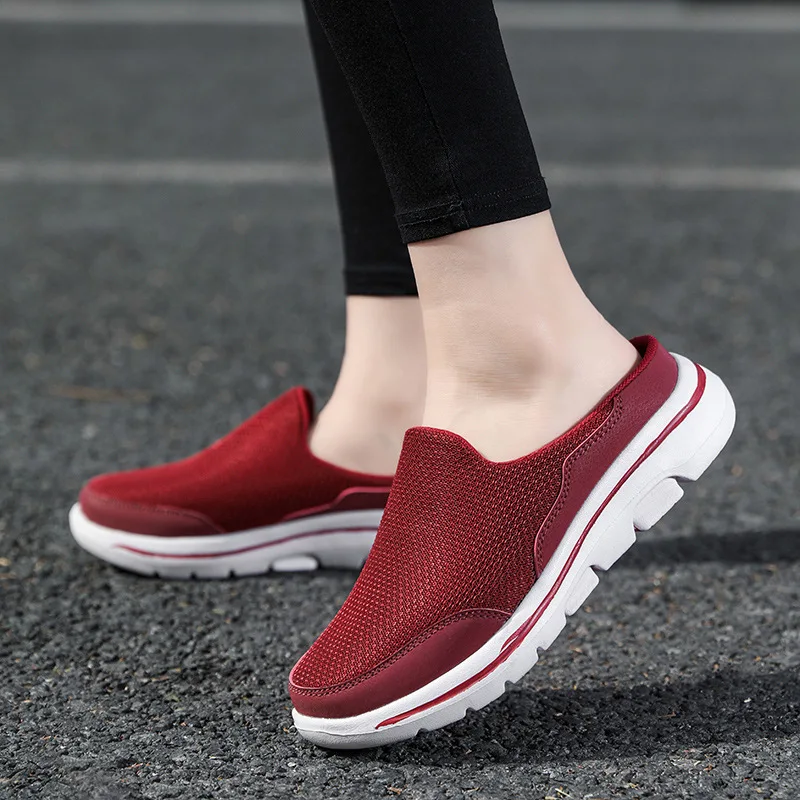 Men Slippers Shoes Casual Mesh Loafers Solid Color Slip-On Shoes 2024 New Summer Couple Flats Half Slippers Sandalias Zapatos