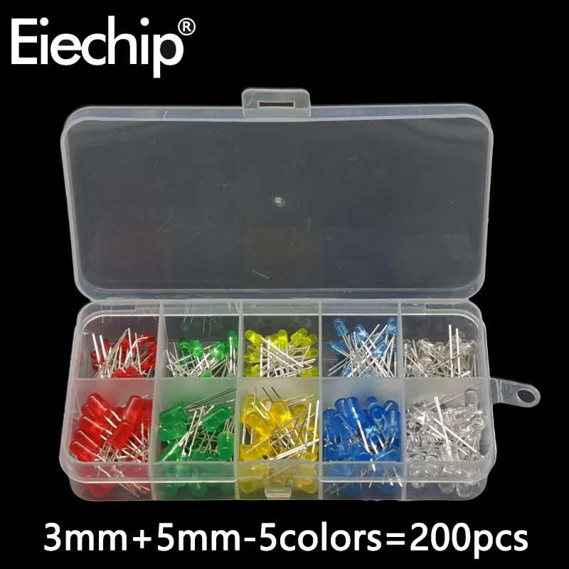 3MM 5MM LED F3 F5 LED Diodes Kit White Green Red Blue Yellow Orange  led diodes DIY Light Emitting Diode