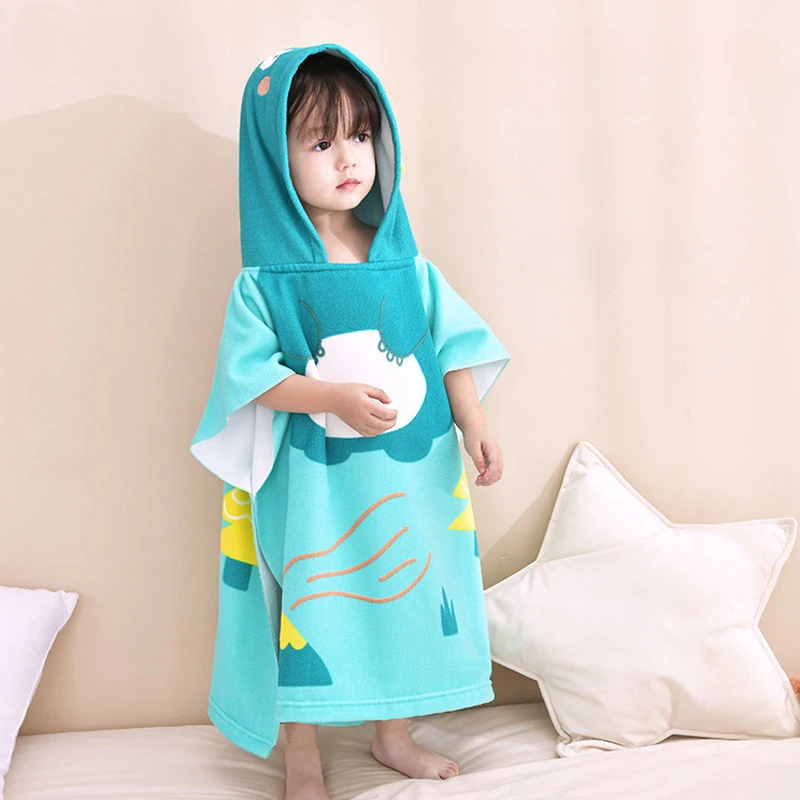 Cute Baby Bath Towel with Cap, Cloak Bathrobe, Household Bathroom Attachment, Girl, Boy, Swimming Bath Towel Wrap, Quick Drying