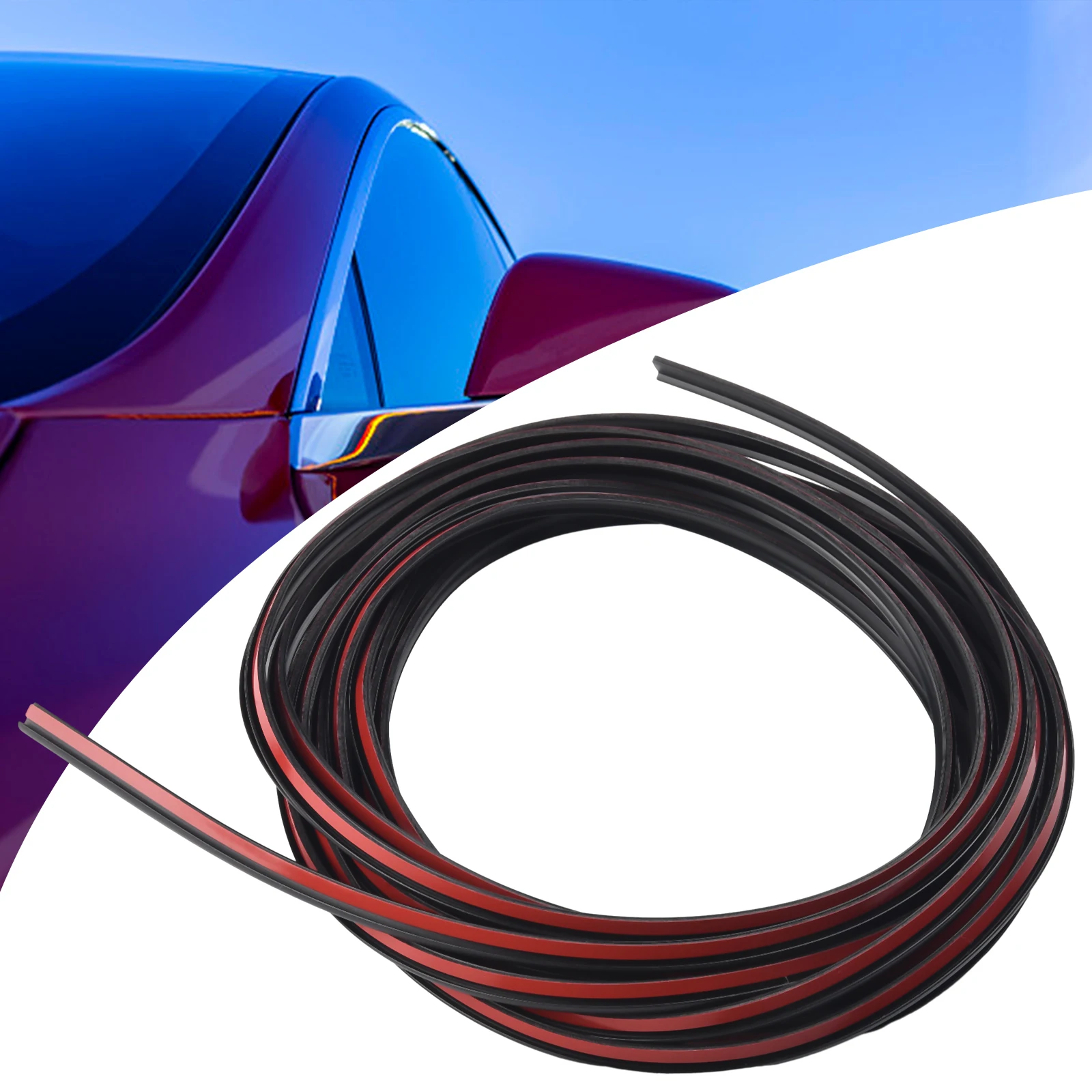 1pcs Rubber Sealing Strip 5Mx7MM For Cars For Bumper Lip For Edge Trim Side Skirt Noise Dust Protection With Double-Sided Tape