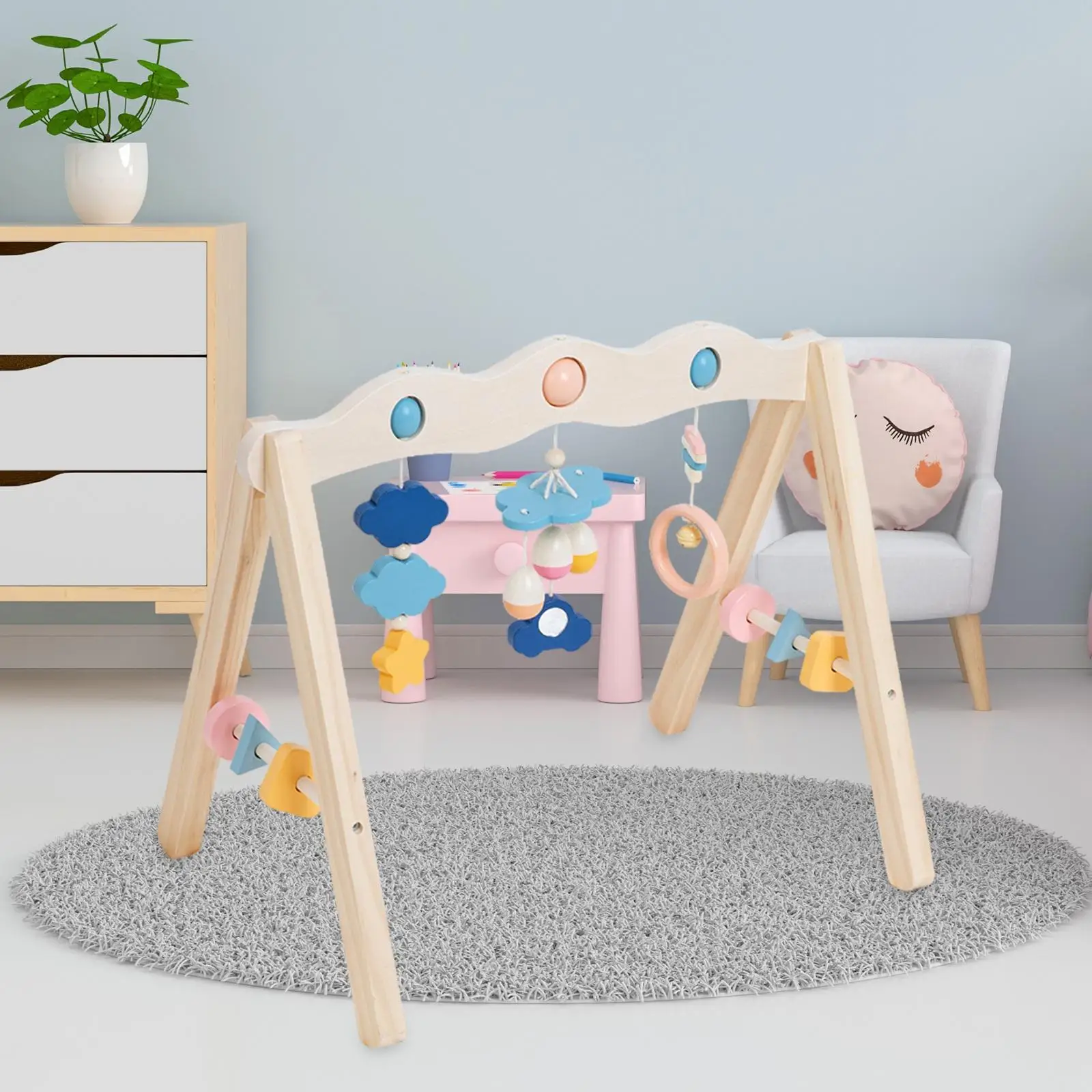 

Wooden Play Gym Frame Wood Play Gym for Girl and Boys Nursery Room Babies