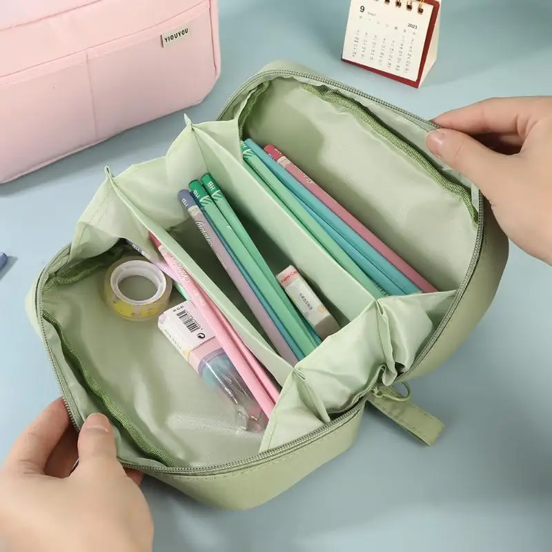 Large Capacity Volcano Pencil Case 3 Layer Compartment Storage Aesthetic Stationery Organizer For Boys And Girls