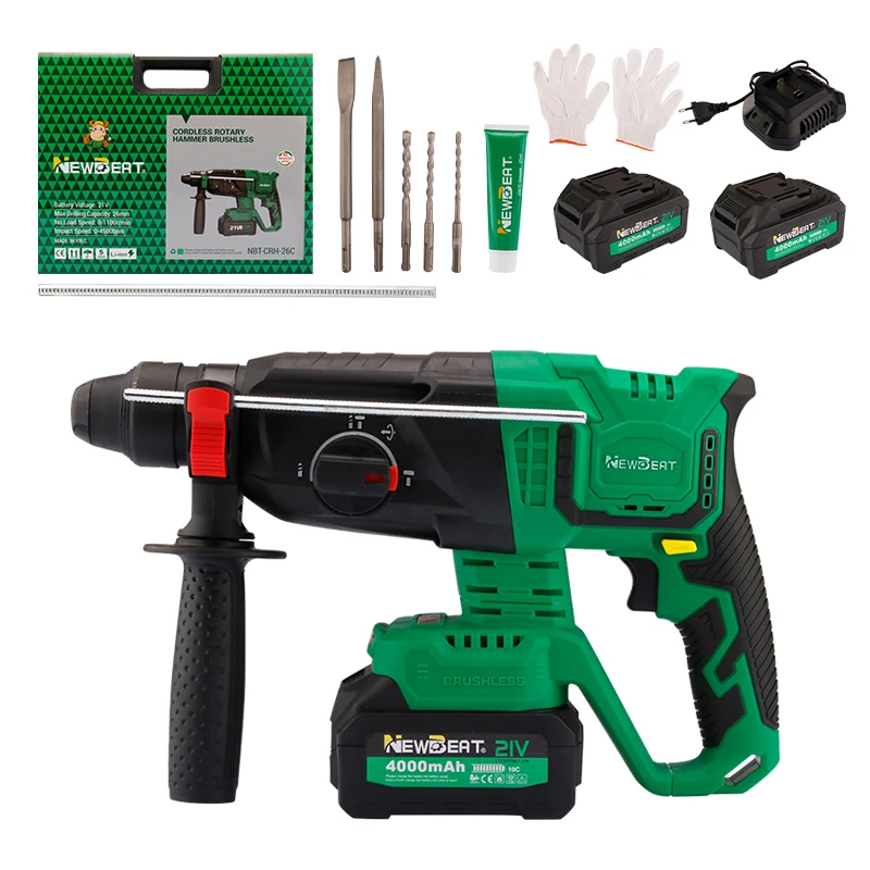 Electric Power Tools Price: NewBeat 21V Portable Cordless Rotary Hammer Drill with 26mm SDS Max Chuck