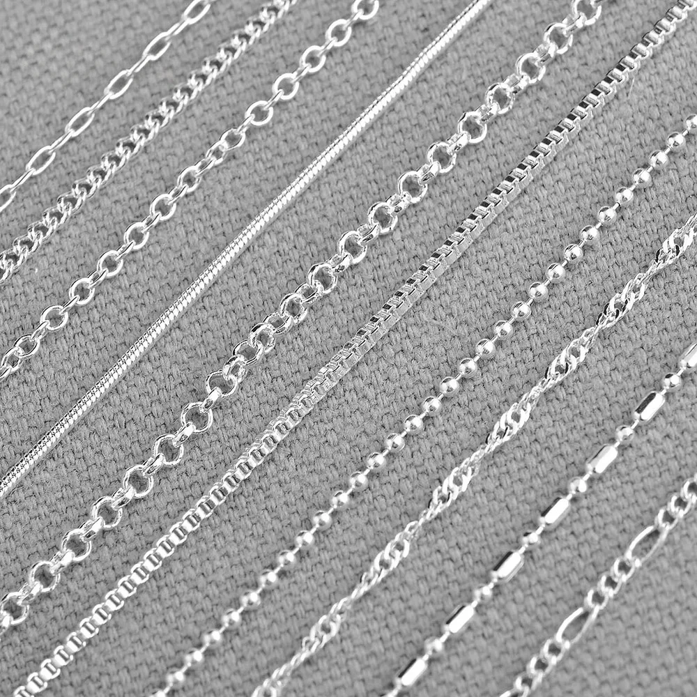 

100% Authentic 925 Sterling Silver Chain Necklaces for Women Men Fashion Jewelry Pendant Accessories 16-24 Inches