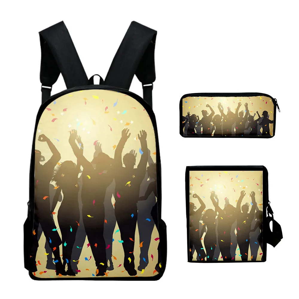 

Luxury Novelty Shadow Dance 3D Print 3pcs/Set pupil School Bags Laptop Daypack Backpack Inclined shoulder bag Pencil Case