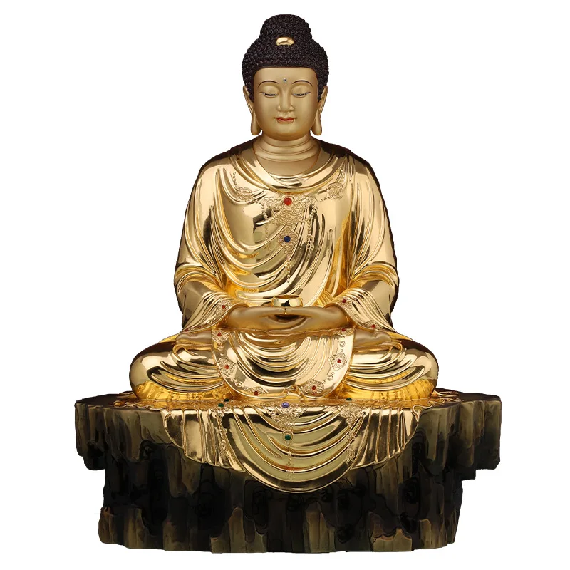 

Buddha statue, Sakyamuni Buddha, Tathagata Buddha ornament, all copper, seated statue of Sakyamuni Buddha