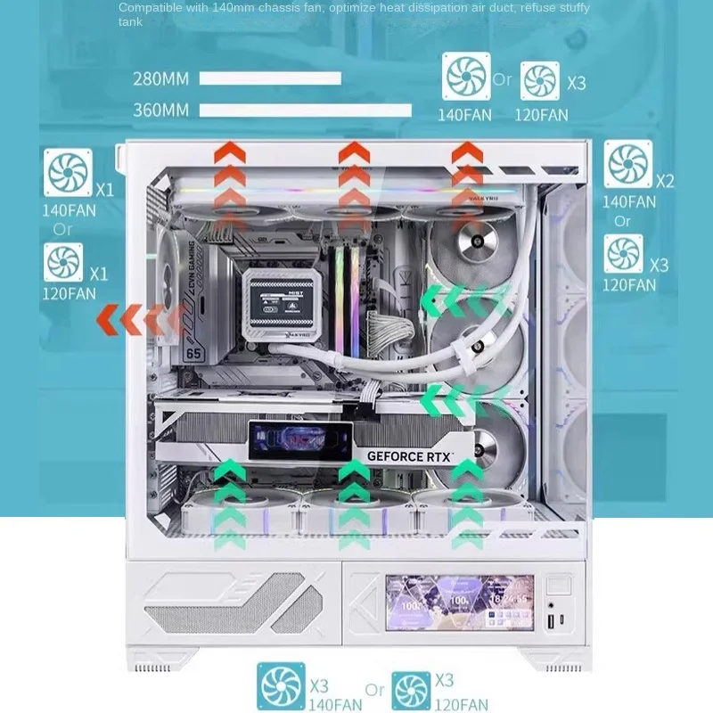 Valkyrie VK03 White Aluminum Gaming Computer Case with 360 Water