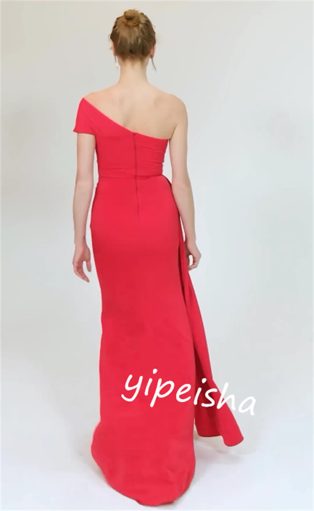 Customized Jersey Flower Formal Evening Trumpet One-shoulder Bespoke Occasion Gown Long Dresses