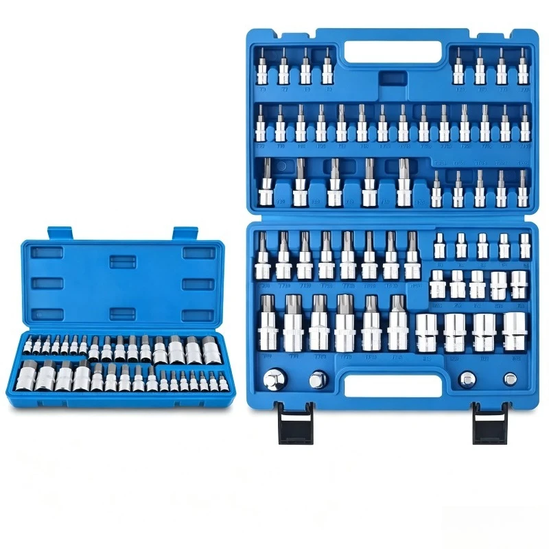 64 Piece Star Bit Set Inner Hex Spline Twelve Point Plum Blossom Socket Batch Combination S2 Steel Rotary Tool Auto Repair