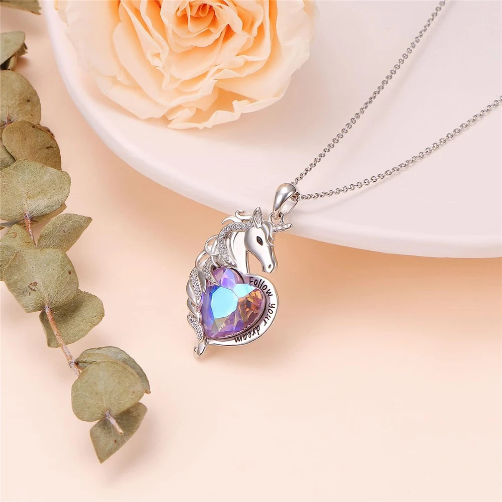 Dreamy Rainbow Unicorn Pendant Necklace Exquisite Women's Jewelry Accessories Birthday Children's Day Gift