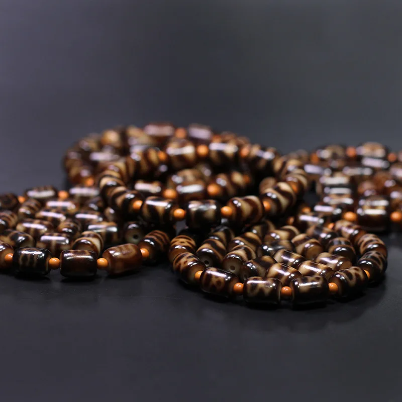 Black Gold Natural Tibetan Old Mine Agate Tiger Tooth Wealth God Wealth God Person9x12mmLeft and Right