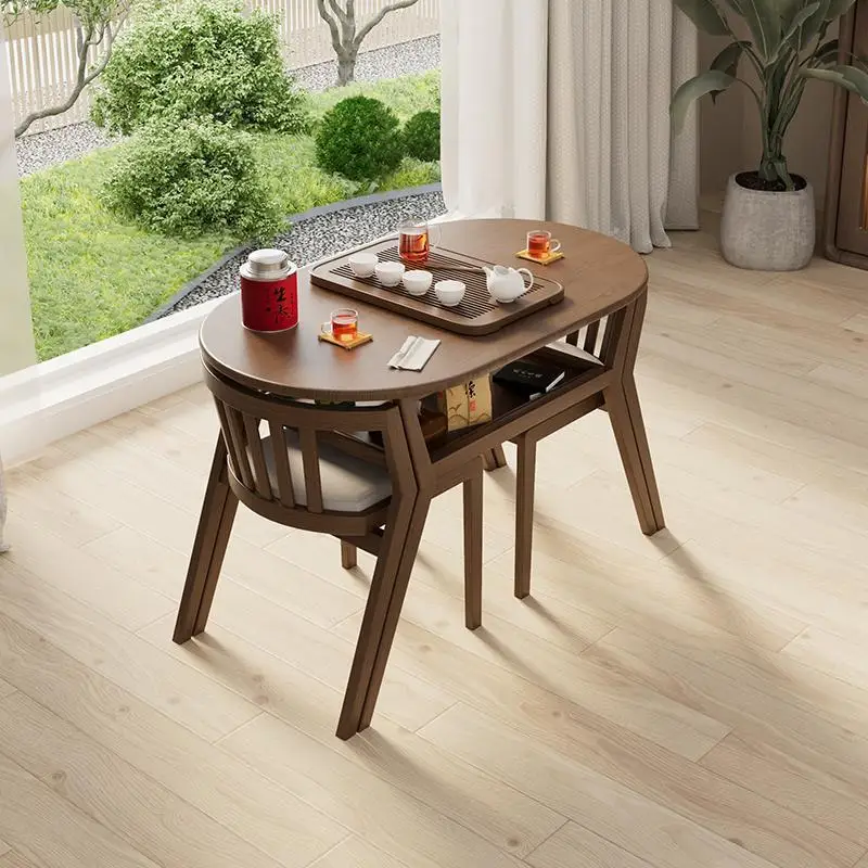 Balcony tea table and chair combination three-piece set is suitable for home solid wood