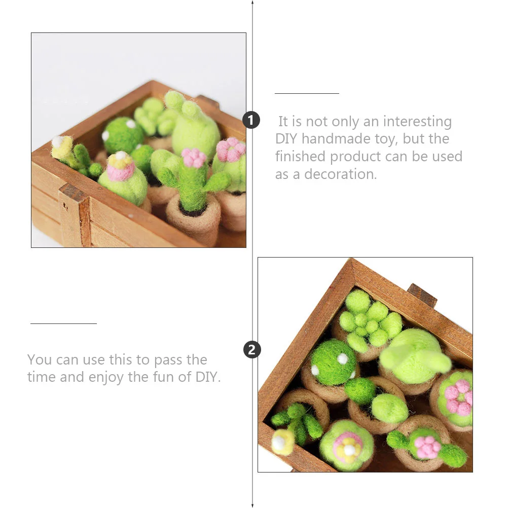 

8Pcs DIY Needle Felt Kit Cactus Wool Felting Starter Materials Mini Handmade Craft Set Home Decoration Mini Cactus Ornaments