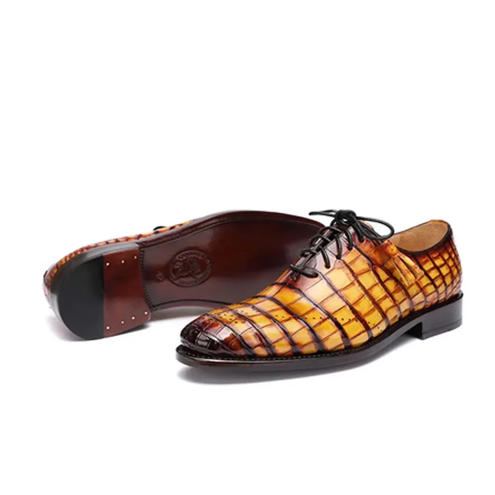 

Hulangzhishi пользовательские ручные туфли из крокодиловой кожи, мужская обувь на шнуровке, модная деловая мужская обувь для отдыха, цветная обувь