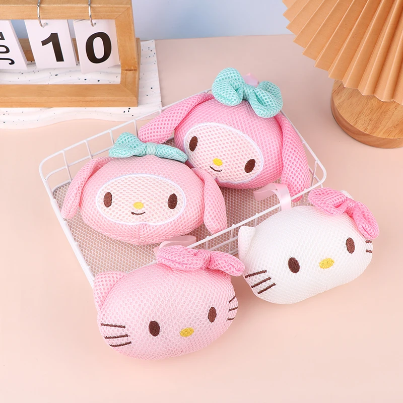 Sanrio Hello Kitty Bath Brush Cartoon Anime Bath Sponge Balls Soft Mesh Body Cleaning Brushes Scrubbers Balls Bathroom Supplies