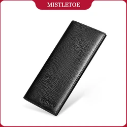 Ultra Thin Men Card Purse RFID Protection Money Clip Black Genuine Leather Wallet for Men