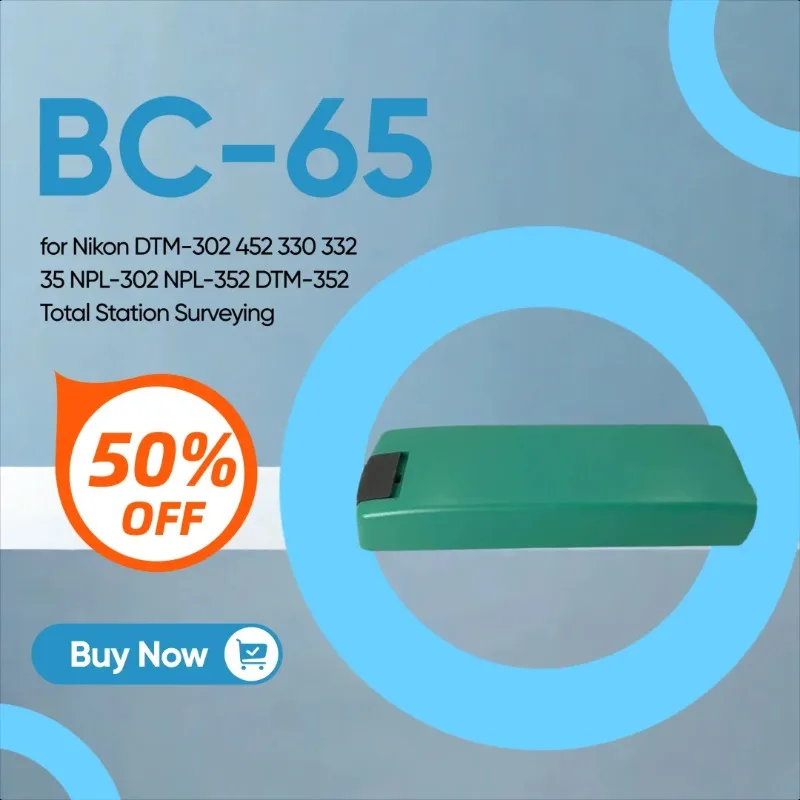 

7.2V 3800mAh BC-65 Battery NiMH Battery for Nikon DTM-302 452 330 332 35 NPL-302 NPL-352 DTM-352 Total Station Surveying
