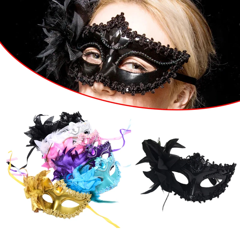 1pc Dance Party Half Face Mask Feather Flower Wedding Carnival Performance Costume Sexy Lady Mask Masquerade Christmas