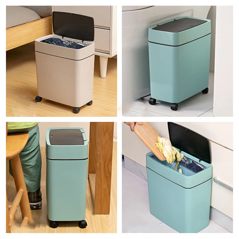 

Storage Trash Can, Household Movable Trash Can, Universal Wheel, Uncovered Kitchen, Living Room, Bedroom, Paper Basket