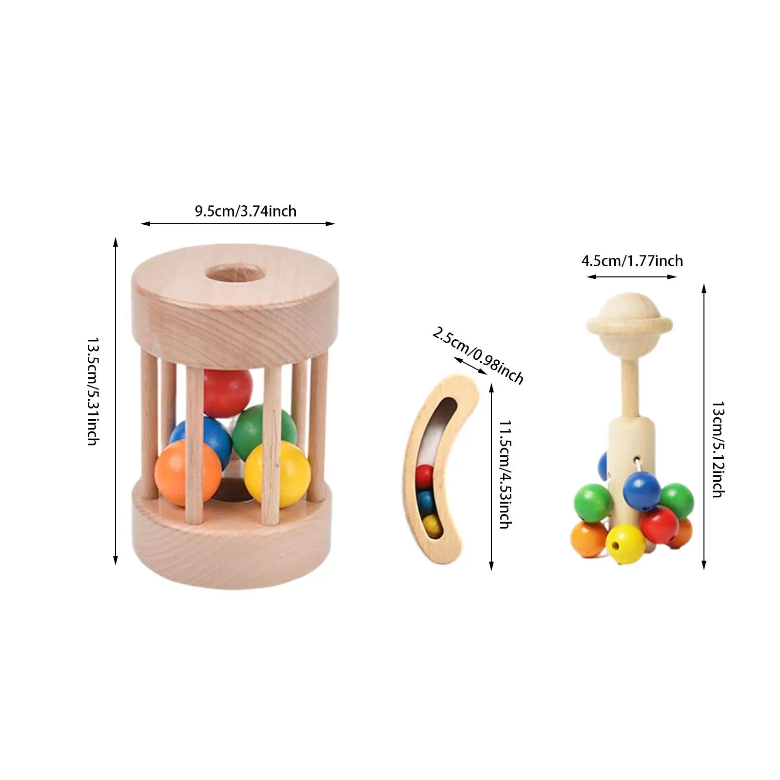 3 pçs montessori chocalhos de madeira brinquedo, desenvolvimento, presentes recém-nascidos brinquedo sensorial chocalhos de mão do bebê brinquedos de madeira do bebê para bebês infantis