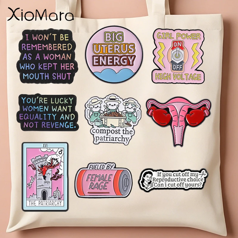 Feminist Enamel Pins Compost The Patriarchy Women Want Equality Not Revenge Girl Power Rights Statement Brooches Jewelry Gifts