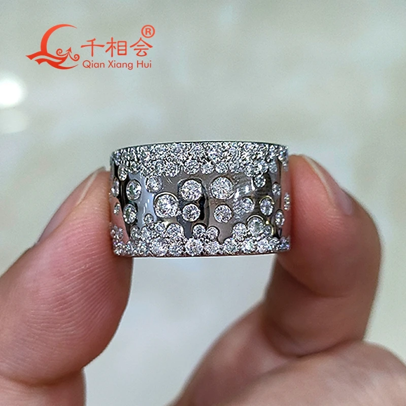 Imagem -02 - Anel Moissanite de Prata Esterlina 925 para Homens e Mulheres Anel de Noivado de Diamante Redondo Meia Incrustação Jóias Masculinas Largura de 126 mm