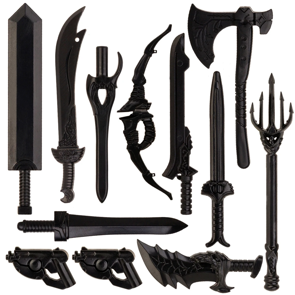 Brand FC Hero Weapons For 4CM Figures MOC Accessories Sword Trident Axe Bow Building Blocks Brick Toys For  Children Gift FC-D