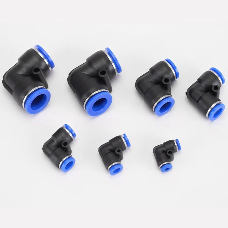 20/100/500pcs Pneumatic Fittings PV series 4 6 8 10 12MM OD L Type Flow Speed Tube Plastic Quick Degree Elbow Air Connectors