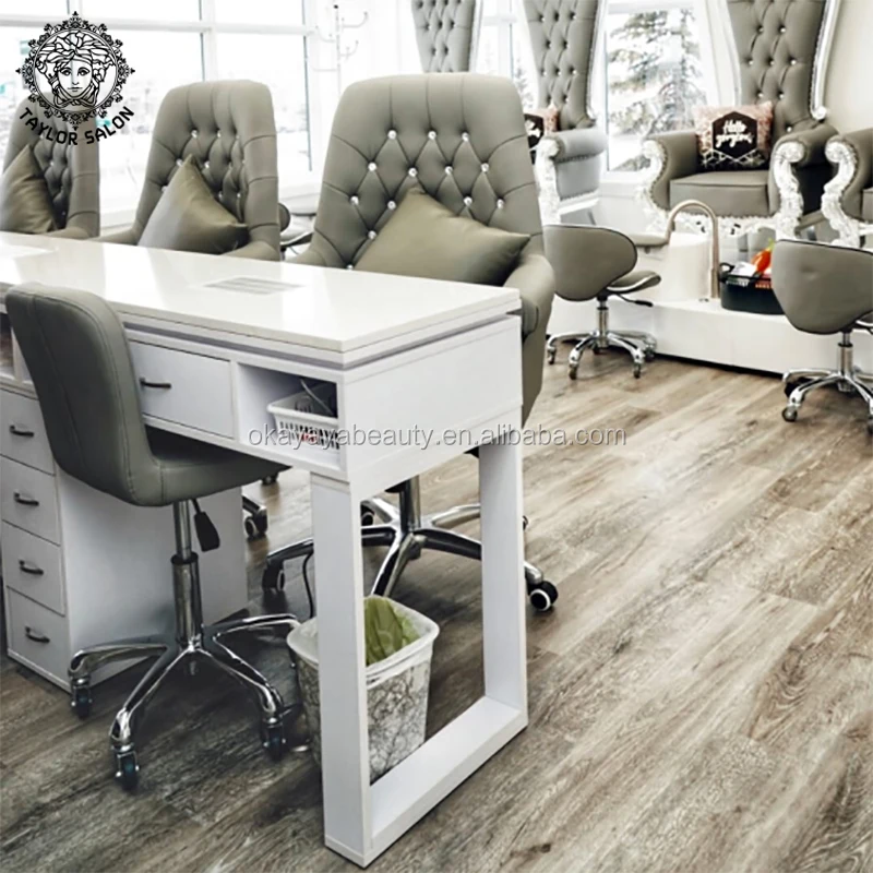 Modern manicure table nails bar station pedicure salon furniture nail dust desk nail tables with glass top