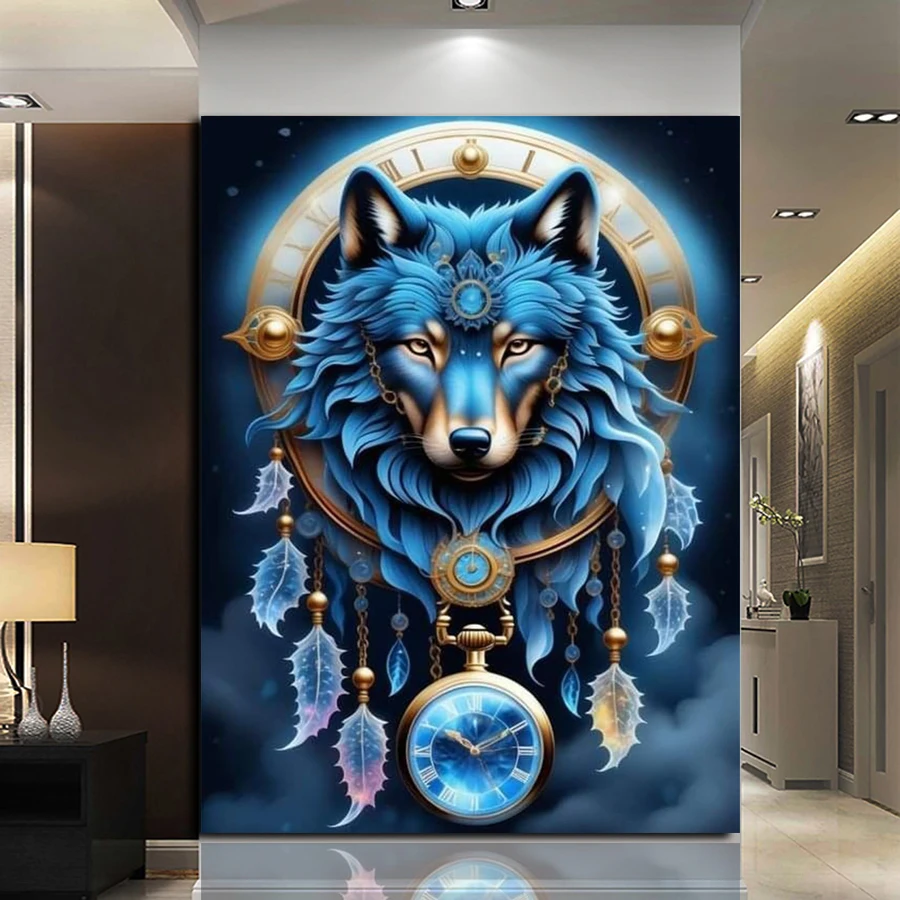 Wolf DIY 5D Round Diamond Dot Gemston DIY Diamond Painting, Full Diamond mosaic Kits square Embroidery Rhinestone Wall Decor