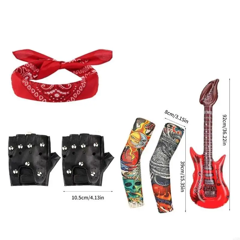 270D gwiazda muzyki akcesoria do kostiumów dla mężczyzn Kid sztuczne brody peruki okulary rękawy naramienne gitara