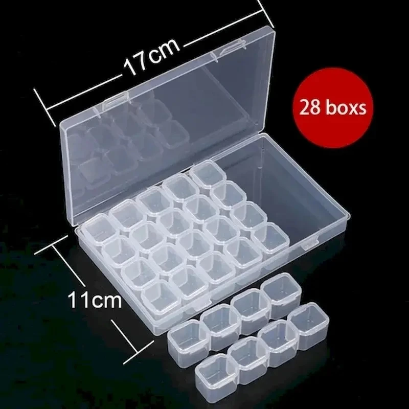 GATYZTORY Diy Diamond Painting Storage Box 28 Grids Craft Embroidery Accessory Organizer Rhinestones Container Organizer