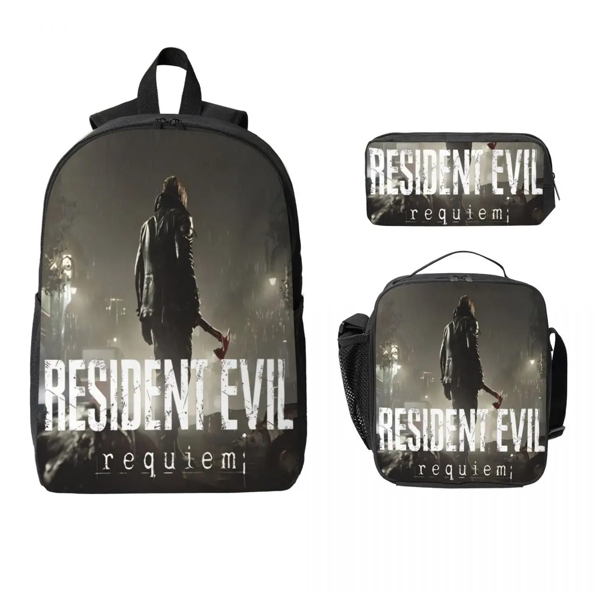 

Набор из 3 предметов: рюкзак Biohazard Resident Evil 9 Requiem, пенал и сумка для обеда для девочек и мальчиков, школьный ранец