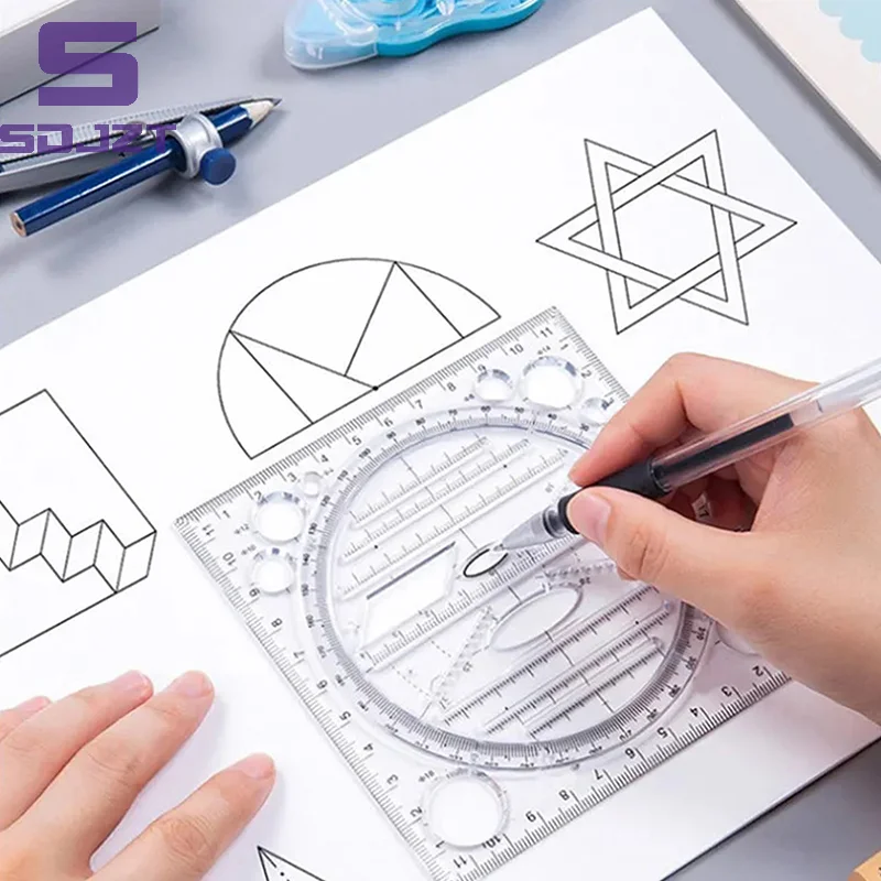 Multifunction Ruler Drawing Template Art Design Architect Stereo Geometry Circle Drafting Measuring Scale Kawaii Ruler