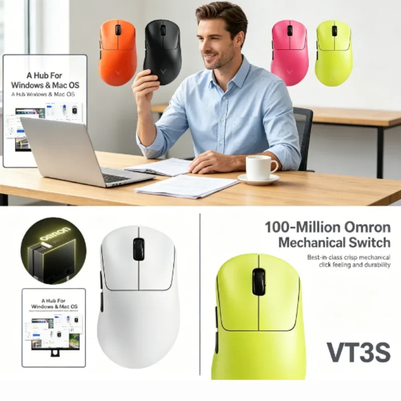 True 8K Wireless Polling Rate Rapoo VT3S Mouse 49g Ultra Lightweight Build 750Hr Battery Life GEN-2 Model