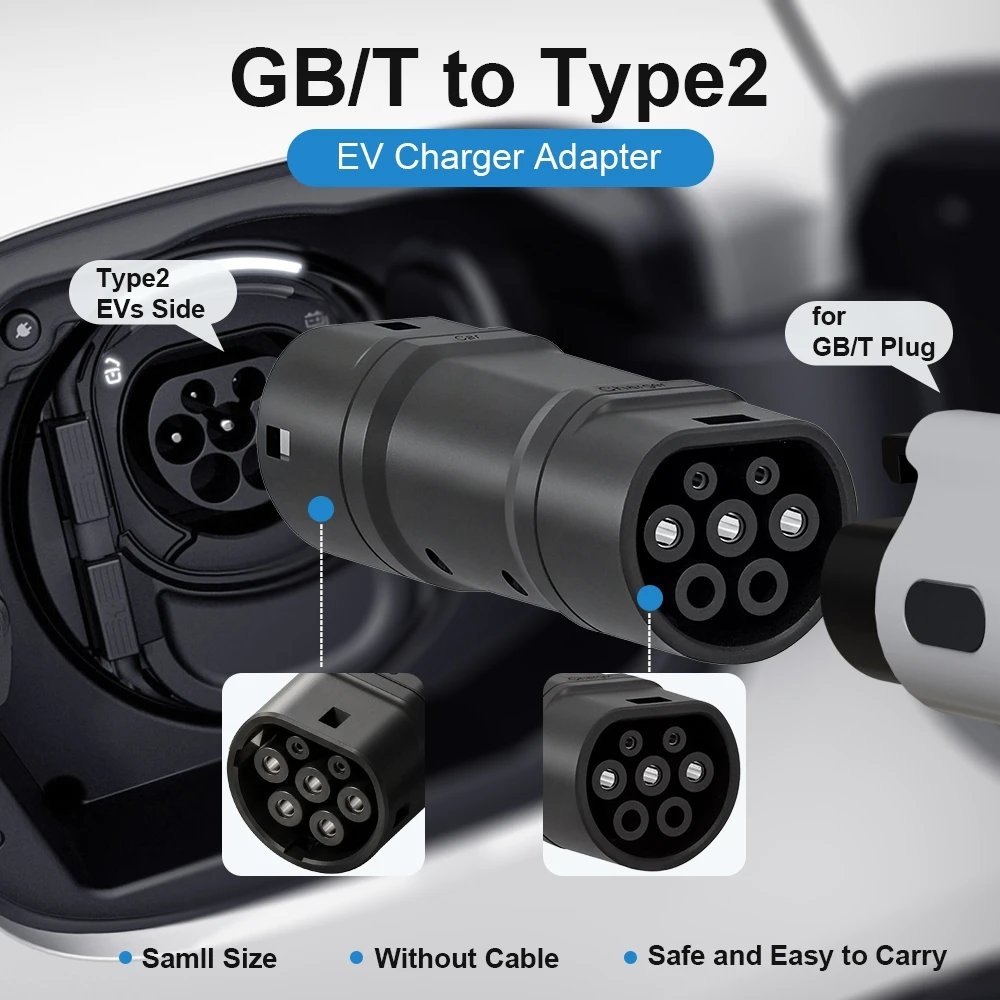 ELEVON EV Charger Adapter GB/T to Type 2 IEC62196-2 Converter 16A 32A EVSE Single/Three Phase Connector for Type2 Cars